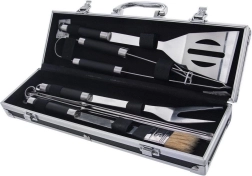 Plieninis grilio įrankių rinkinys lagaminėlyje, 9 dalys