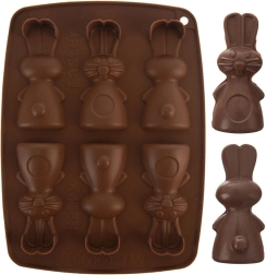 Silicone mold for cookies and pralines bunny, brown