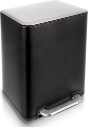 Pedalinis nerūdijančio plieno šiukšlių kibiras, juodas, 6 l