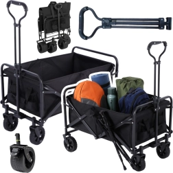 Sulankstomas paplūdimio ir sodo vežimėlis 120 l, keliamoji galia 80 kg – juodas