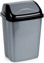 Plastikinė šiukšliadėžė 10 l, pilka su atverčiamu dangčiu