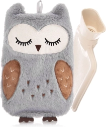 Hot water bottle with removable plush cover OWL 600 ml