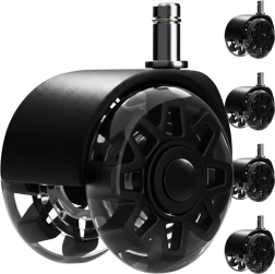 Kėdutės ratukai biuro kėdei 2,5" RUHHY, juodi, 5 vnt. rinkinys