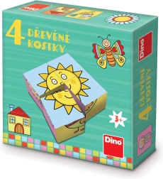 Dino medinės kaladėlės patiems mažiausiems – 4 vnt.