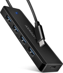 Travel USB hub 4× USB-A 5 Gb/s with USB-C and auxiliary power
