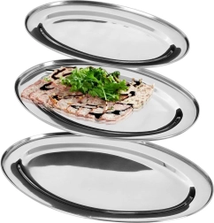 Stainless steel oval serving trays, set of 3