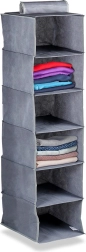 Hanging closet organizer with 6 shelves