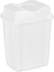 Plastikinė šiukšliadėžė su sūpuojamu dangčiu 16 l, balta
