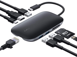 CB-C71 aluminum USB-C HUB | 8-in-1 | RJ45 Ethernet 10/100/1000Mbps | 3x USB 3.1 | HDMI 4K@30Hz | SD and microSD | USB-C Power Delivery 100W
