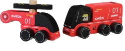 CUBIKA gaisrininkai – medinis automobiliukas su sraigtasparniu