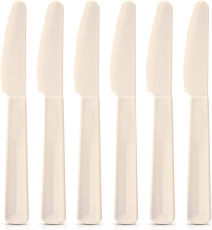 Plastikiniai stalo peiliai kreminiai SANDY, 6 vnt.