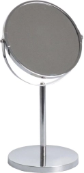Aukštas dvipusis kosmetinis veidrodis su stovu, Ø 17 cm, chromas