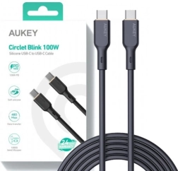 AUKEY USB‑C kabelis 1 m, silikoninis, 100 W Power Delivery, 5 A, juodas