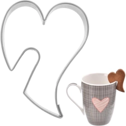 Nerūdijančio plieno sausainių formelė širdelė 5,5 cm su įpjova puodeliui