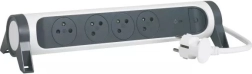 White-Black Extension Cord with 4 Sockets and 1.5 m Cable