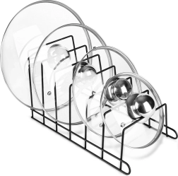 Metalinis dangčių ir lėkščių laikiklis, juodas