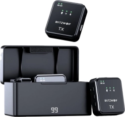 BLITZWOLF BW‑SX63 Wireless Microphone with Charging Case (Black)