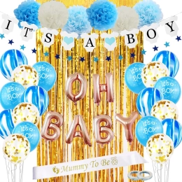 Balionų ir dekoracijų rinkinys baby shower šventei – IT’S A BOY
