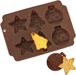 Silicone Christmas mold for cookies and chocolate, brown
