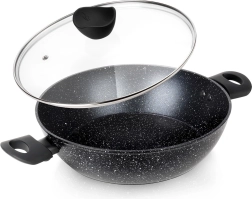 Gili granitinė keptuvė su stikliniu dangčiu BLACK LINE 28 cm, 3,5 l