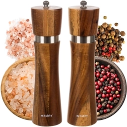 Ruhhy mediniai druskos ir pipirų malūnėliai – 2 dalių rinkinys