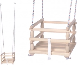 Medinė vaikų sūpynė su saugos užtvara