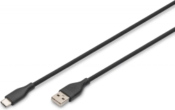 Silikoninis kabelis USB-A į USB-C, USB 2.0 60W, 2 m, juodas