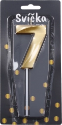 Vakarėlio žvakutė skaičius 7 auksinė