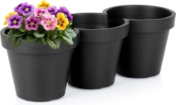 Plastic triple flower pot black 39.5 cm
