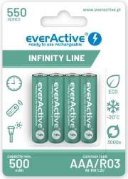 AAA R03 įkraunamos baterijos 550 mAh – paruoštos naudoti Infinity Line (4 vnt.)