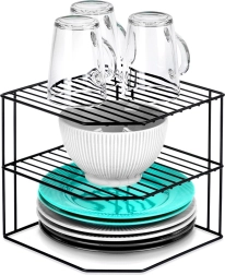 Virtuvinis kampinis metalinis juodas stovas, trijų lygių