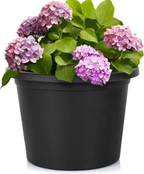 Garden plastic flower pot black round 34 cm