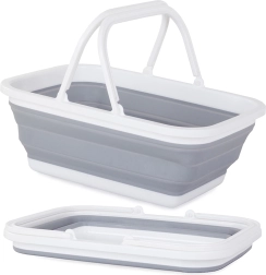 Sulankstomas silikoninis pirkinių krepšys su rankenomis, 9 l