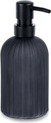 Stiklinis muilo dozatorius 400 ml – matinės juodos spalvos, rievėtas