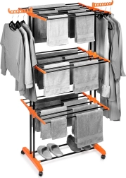 Metalinis vertikalus XXL drabužių džiovintuvas ant ratukų 73 × 170 cm