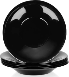 Giliai stikliniai juodi lėkštės 21,5 cm, 400 ml – 6 vnt. rinkinys