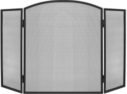 Trijų dalių židinio apsauginė tvorelė nuo kibirkščių, juoda, 118 × 76 cm