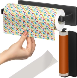 Popierinių rankšluosčių laikiklis RUHHY, 25 cm, juodas metalinis kabliukas be gręžimo