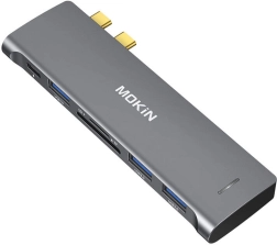 USB-C HUB 6 iš 2 MacBook’ui MOKIN (sidabrinis)