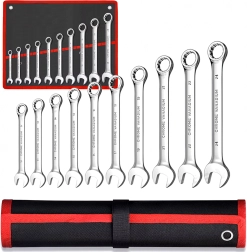Set of open-end and ring spanners 10 pcs with case 8–24 mm