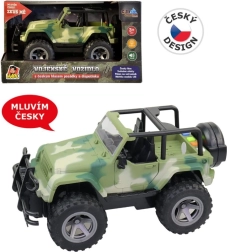 Karinis džipas su inerciniu mechanizmu, šviesomis ir čekų kalbos įgulos garsais 1:16