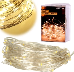 Dekoratyvinės LED vieliniai žibintai, šilta balta – 5 m, 50 LED