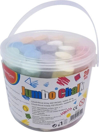 Keyroad Jumbo šaligatvio kreidelės, kibirėlis 20 vnt.