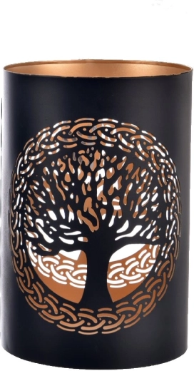 Metalinis žvakidė TREE juodai auksinė 22 cm