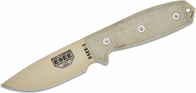 Universal fixed knife ESEE 3, Micarta, OD Green sheath