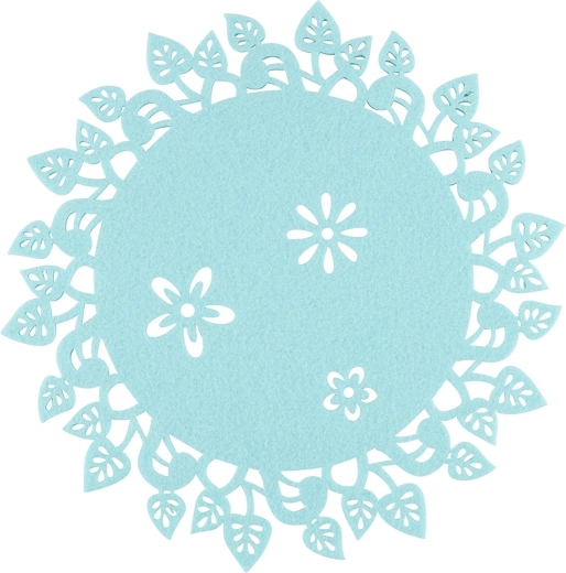 Round felt placemat with mint leaves, 30 cm