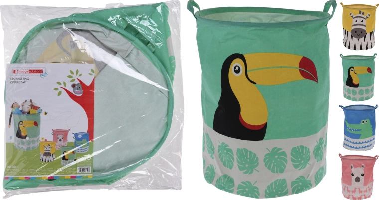 Children's collapsible toy basket with handles 40 × 50 cm, textile, mix of motifs