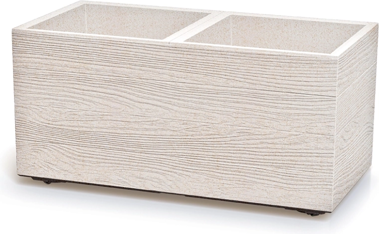 Plastic Planter Madera Case Eco Wood 77 cm – white