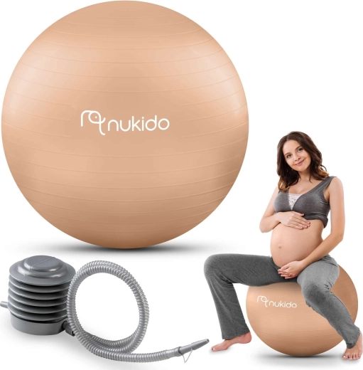 Nėštumo ir fitneso kamuolys 65 cm, smėlio spalvos NUKIDO