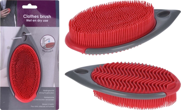Washable clothes brush 16 × 8 × 4 cm, gray/red